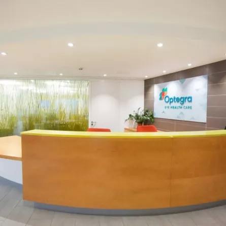 Optegra reception desk in Hampshire