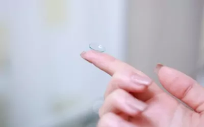 A Contact Lens resting on an index finger